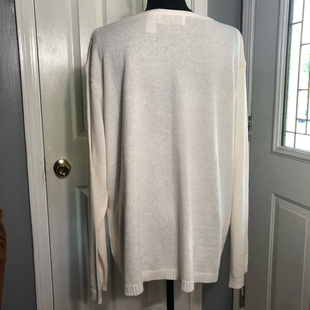 Cream and Gold Star Accent Acrylic Sweater - Picture 2 of 8
